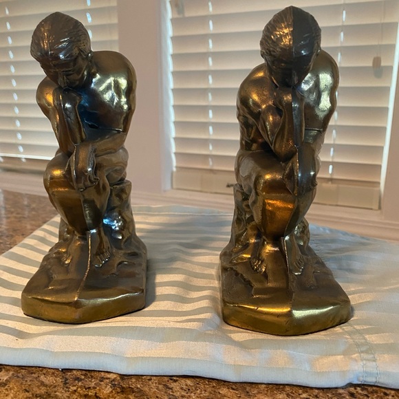 The Thinker brass book ends - Picture 6 of 8